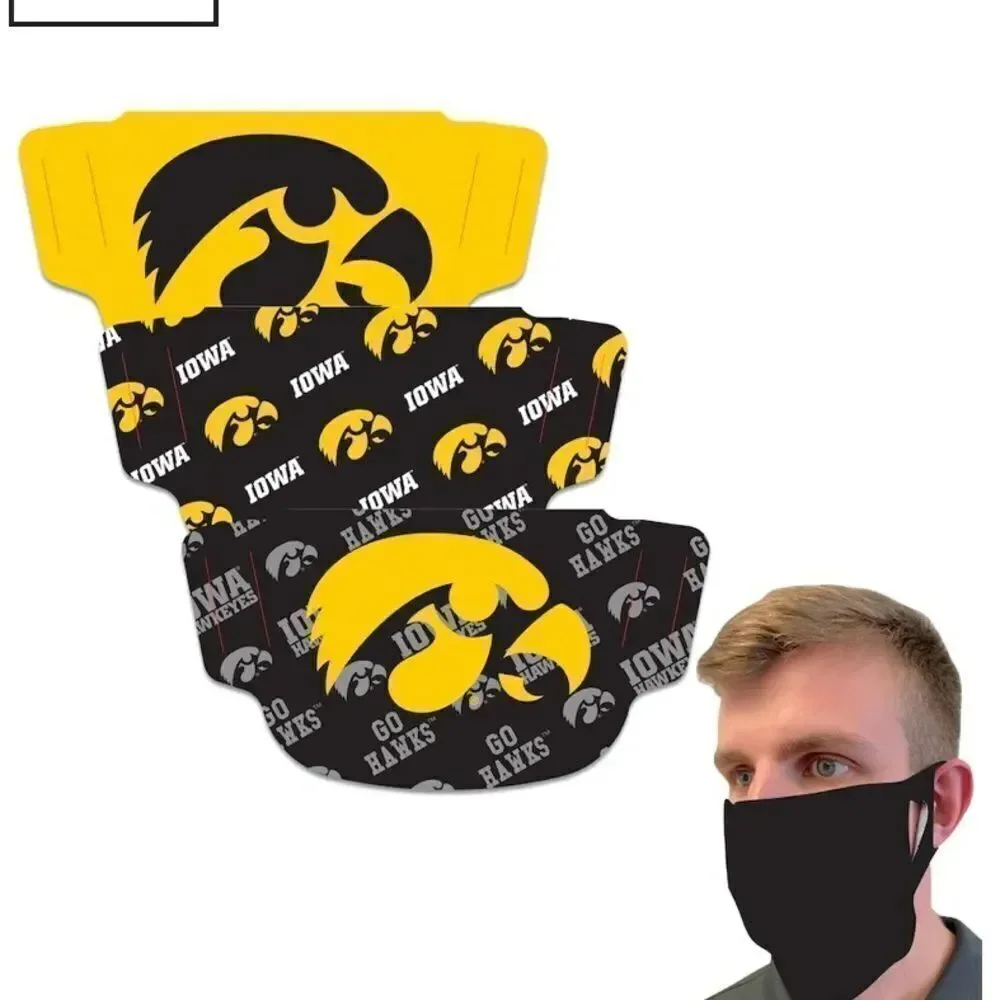 New in Package Iowa Hawkeyes Face Covering Face Mask Masks Set of 3